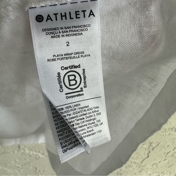ATHLETA Playa Wrap Dress Women Size 2 White Linen Beachy Coverup - Picture 11 of 12